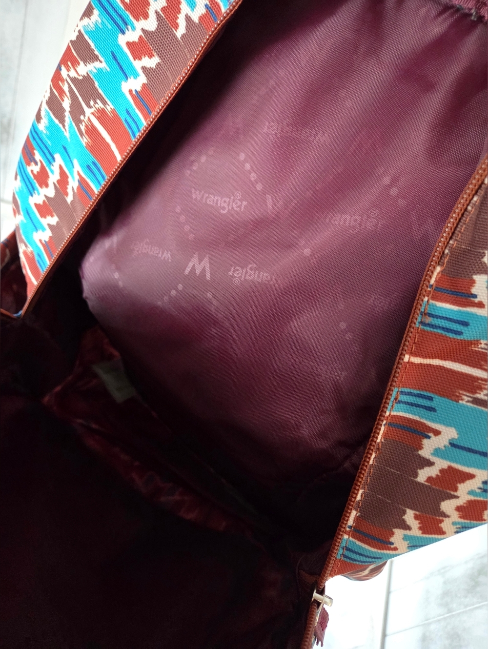 NWT Wrangler Aztec Print Backpack in Brown & Turquoise - Picture 5 of 5